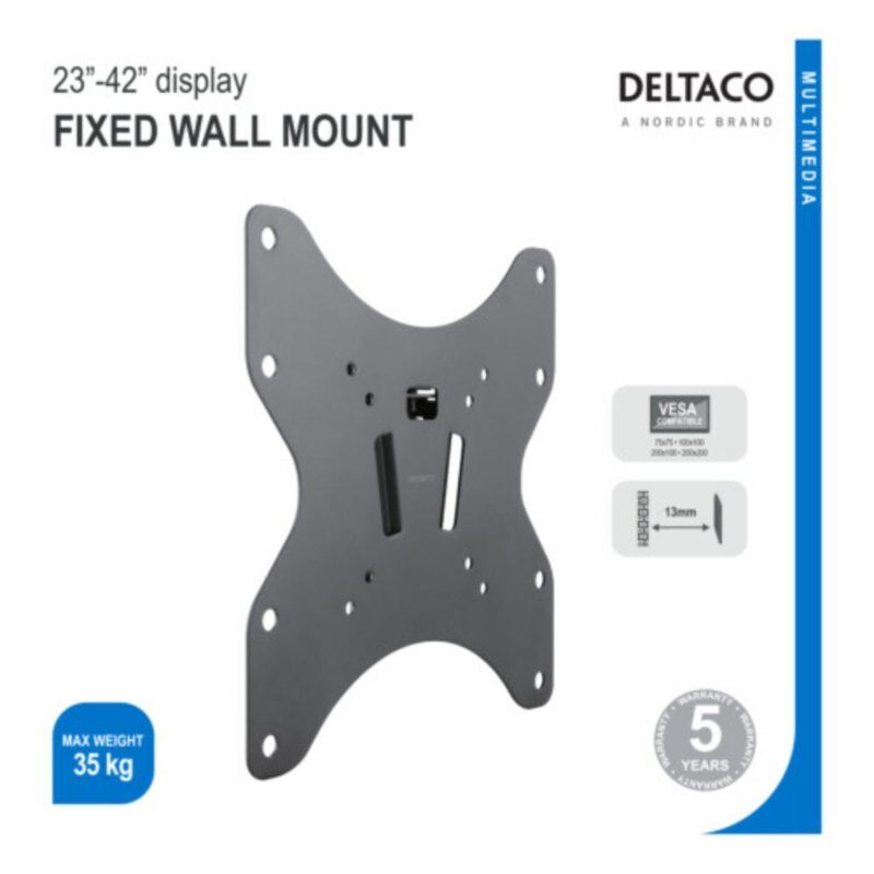 Deltaco fixed wall mount in its packaging