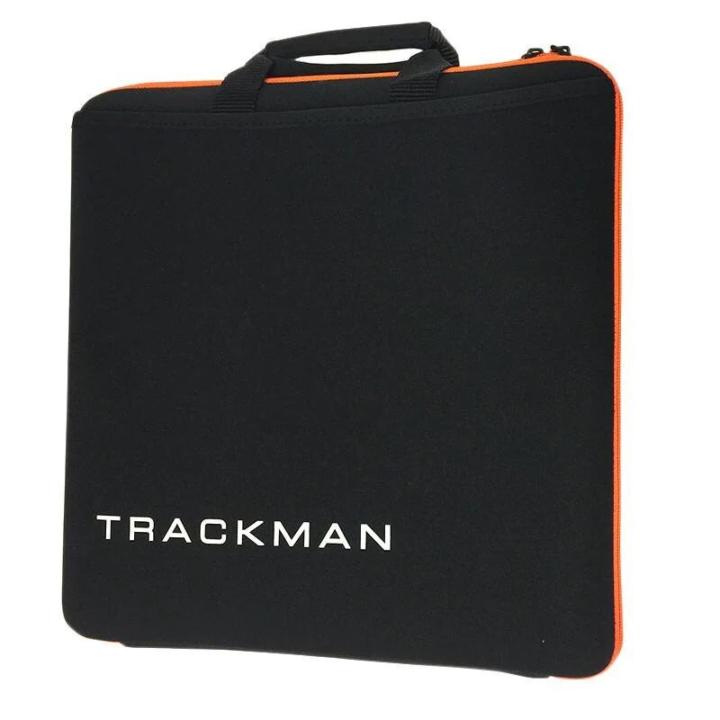 Black Trackman protective sleeve with orange zip